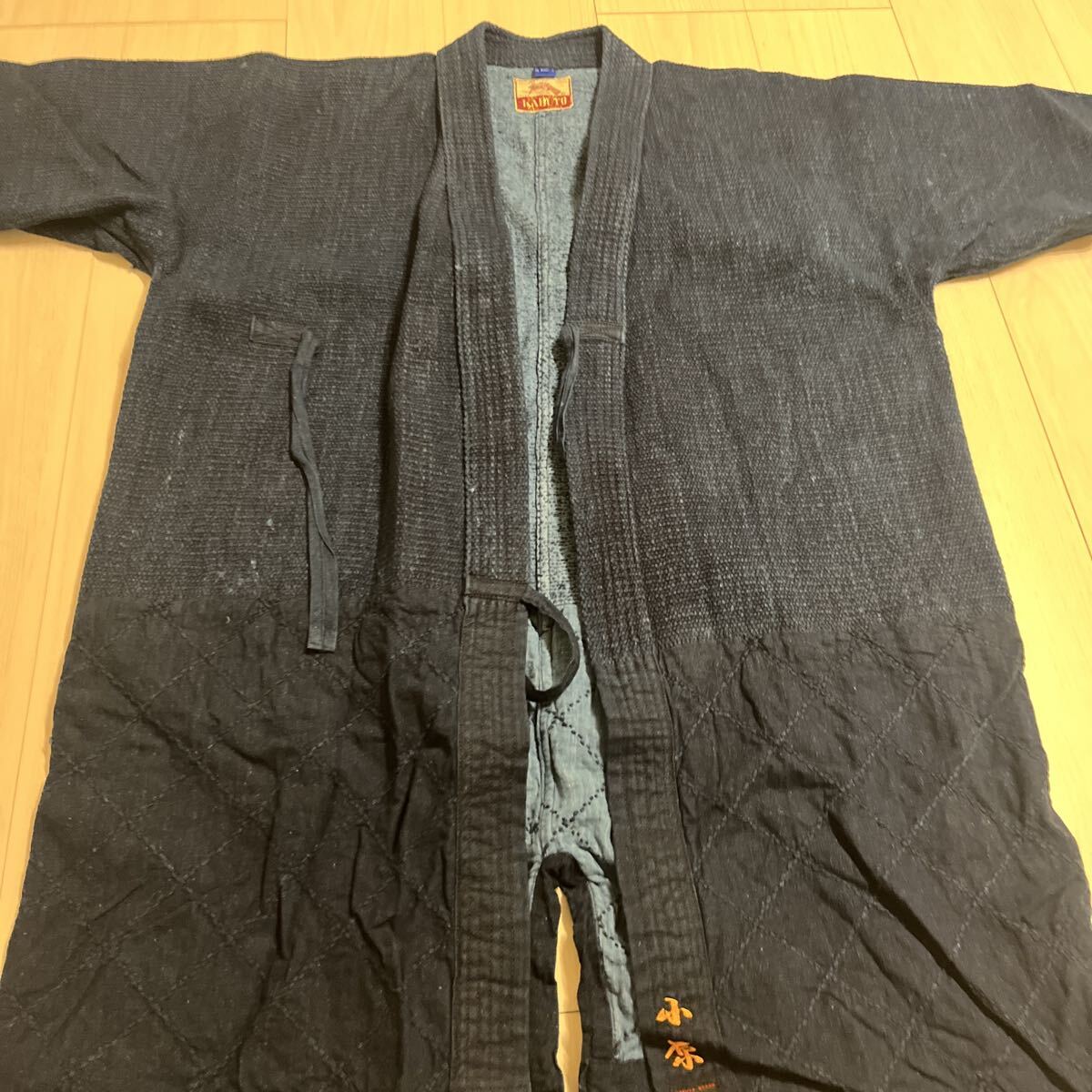 1円スタート 剣道着 藍染 剣道衣 剣道 兜 KABUTO 亀田製 日本製 インディゴ 刺し子 中古_画像5