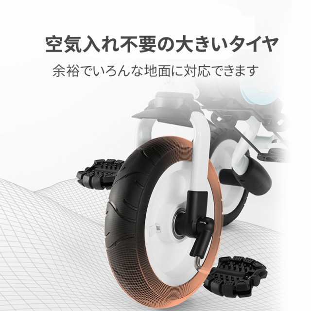 子供三輪車 折りたたみ 手押し棒付き 転落防止ガード付き 1歳 2歳 3歳 子供用自転車 三輪車 キックバイクキッズ レッド