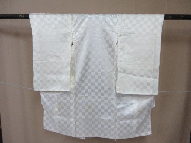 1円 良品 正絹 男児 子供着物 縮緬 七五三 和装 和服 産着 襦袢セット 鷹 松 菱 雲 高級 袷 身丈96cm【夢職】★_画像8