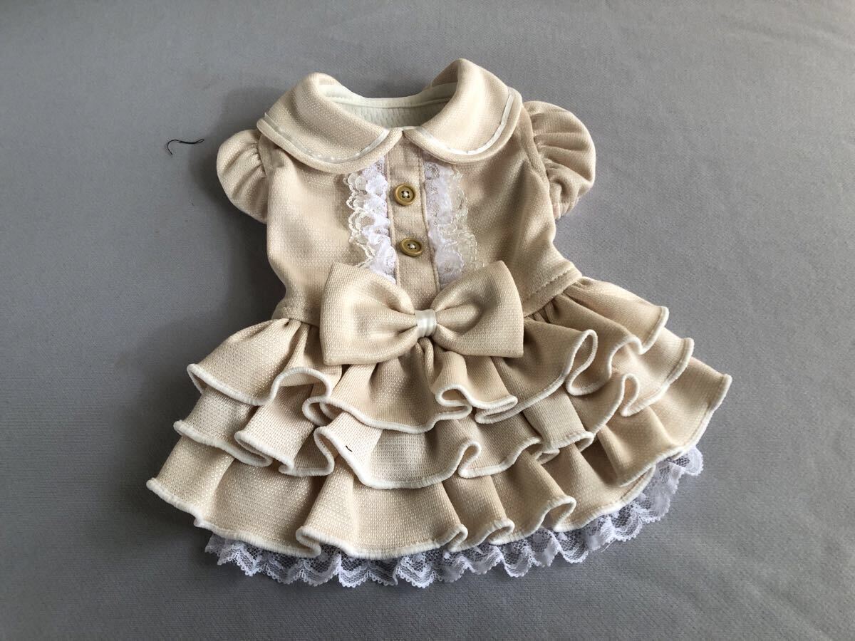 ◎胴囲34◎ベージュ系ニット*フリルスカートワンピース_画像1