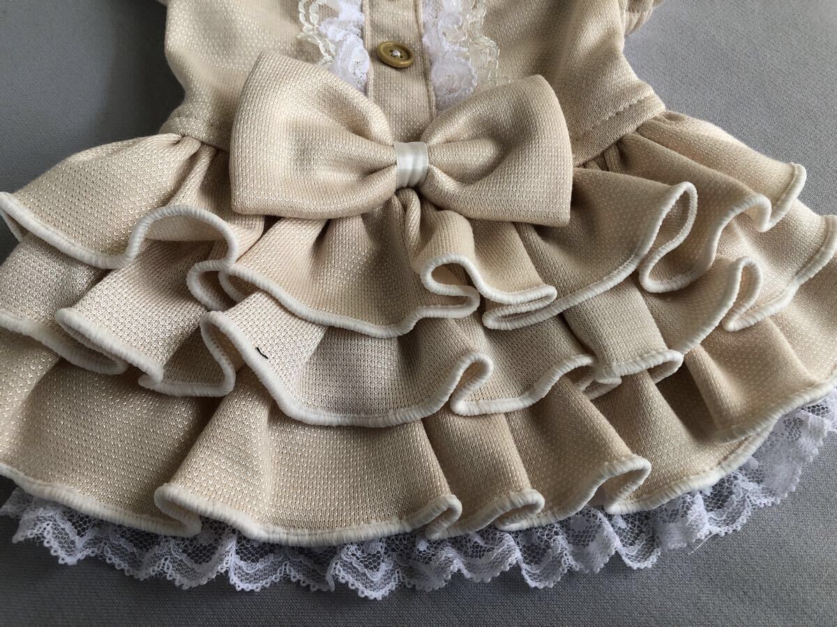 ◎胴囲34◎ベージュ系ニット*フリルスカートワンピース_画像3