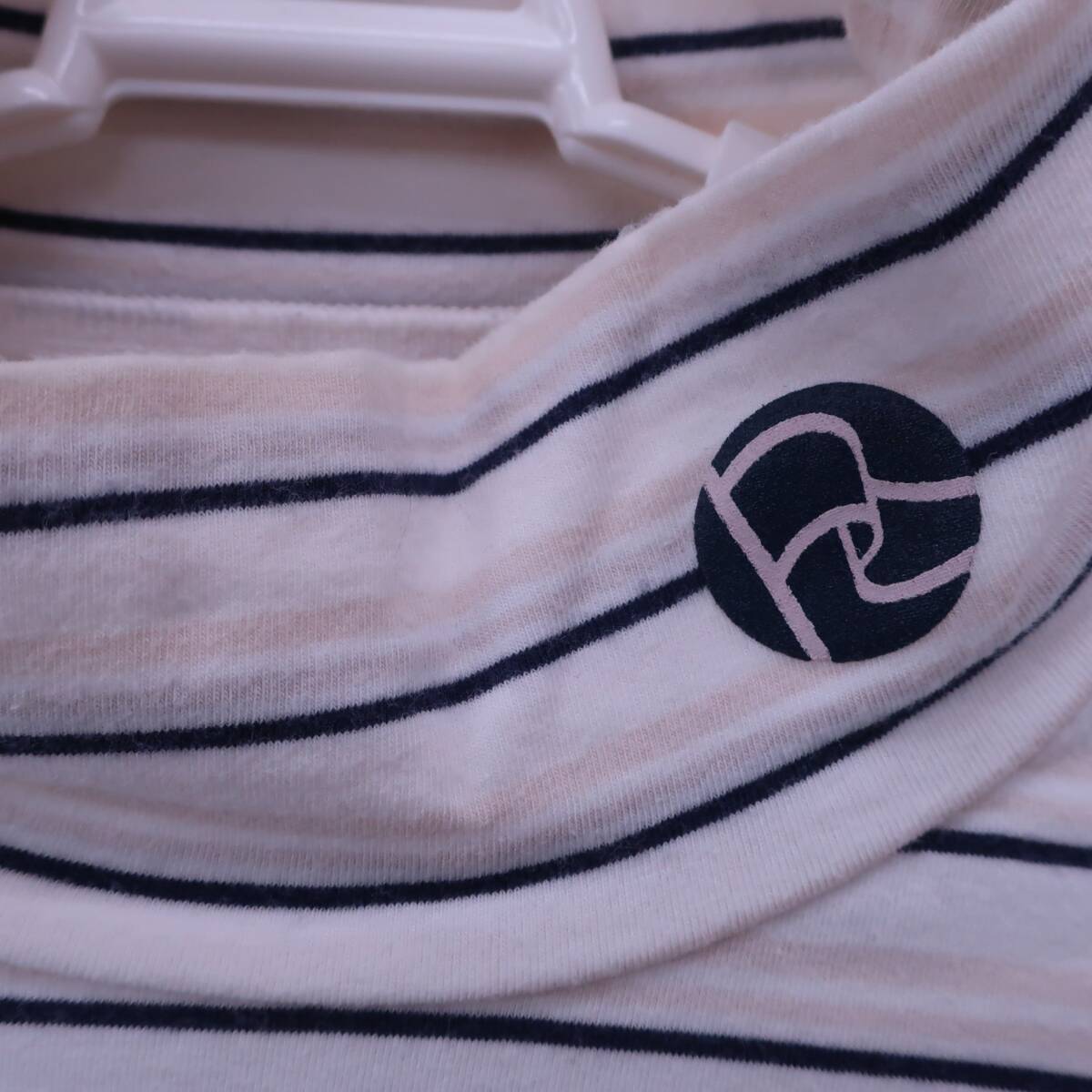 PEARLY GATES(パーリーゲイツ) ハイネックシャツ 白ベージュボーダー メンズ 5 053-166124 ゴルフウェア 2510-0828 中古_画像2