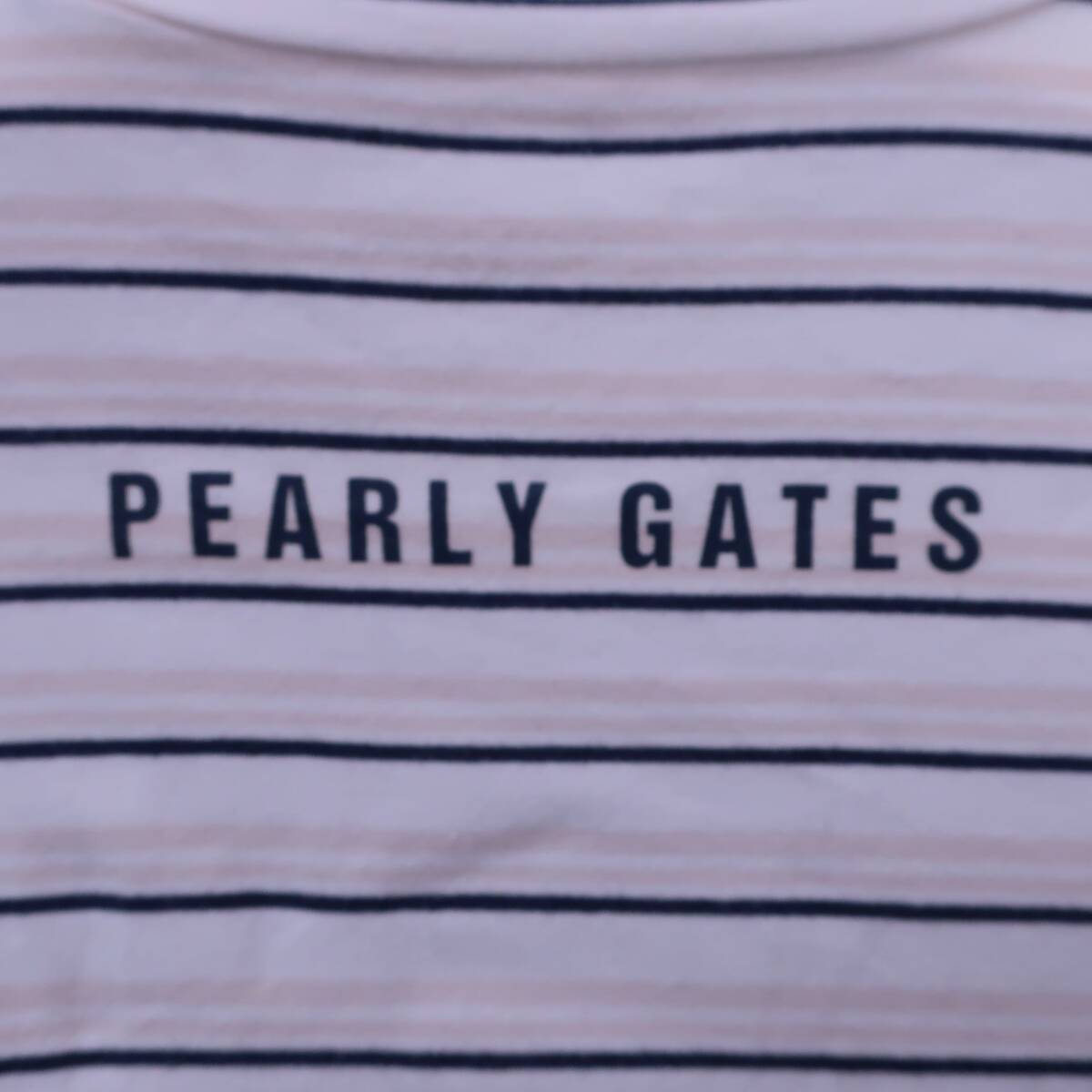PEARLY GATES(パーリーゲイツ) ハイネックシャツ 白ベージュボーダー メンズ 5 053-166124 ゴルフウェア 2510-0828 中古_画像6