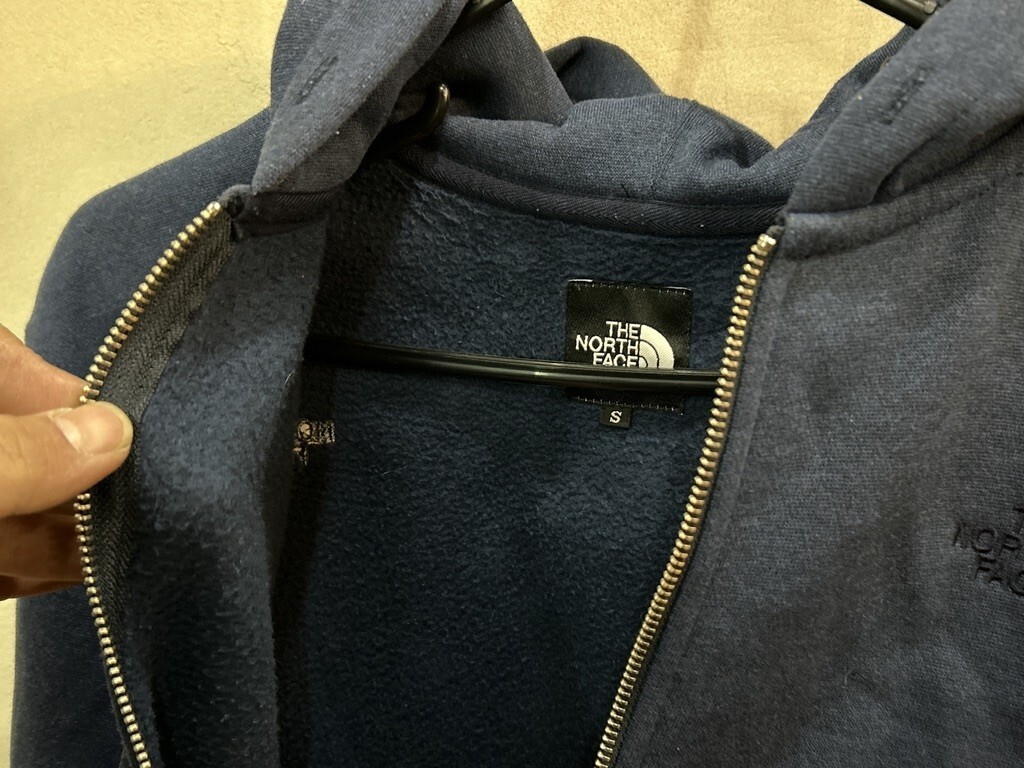 THE NORTH FACE / ザノースフェイス SQUARE LOGO FULLZIP HOODIE ジップパーカー NT61836 Sサイズ ネイビー USED_画像6
