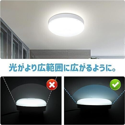 aurogeek LEDシーリングライト 4畳 小型 LED照明器具 薄形丸型 廊下灯 玄関灯 led電球 5000K 60W相当 台所 洗面所 トイレ 900lm 昼白色 2個_画像2