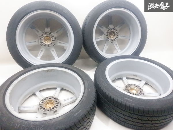 ●社外 17インチ 7J +42 PCD100/114.3 マルチ 5H ホイール 4本 205/50R17 タイヤ付 専用ナット付属 アルファード ヴェルファイア 棚X-1_画像8
