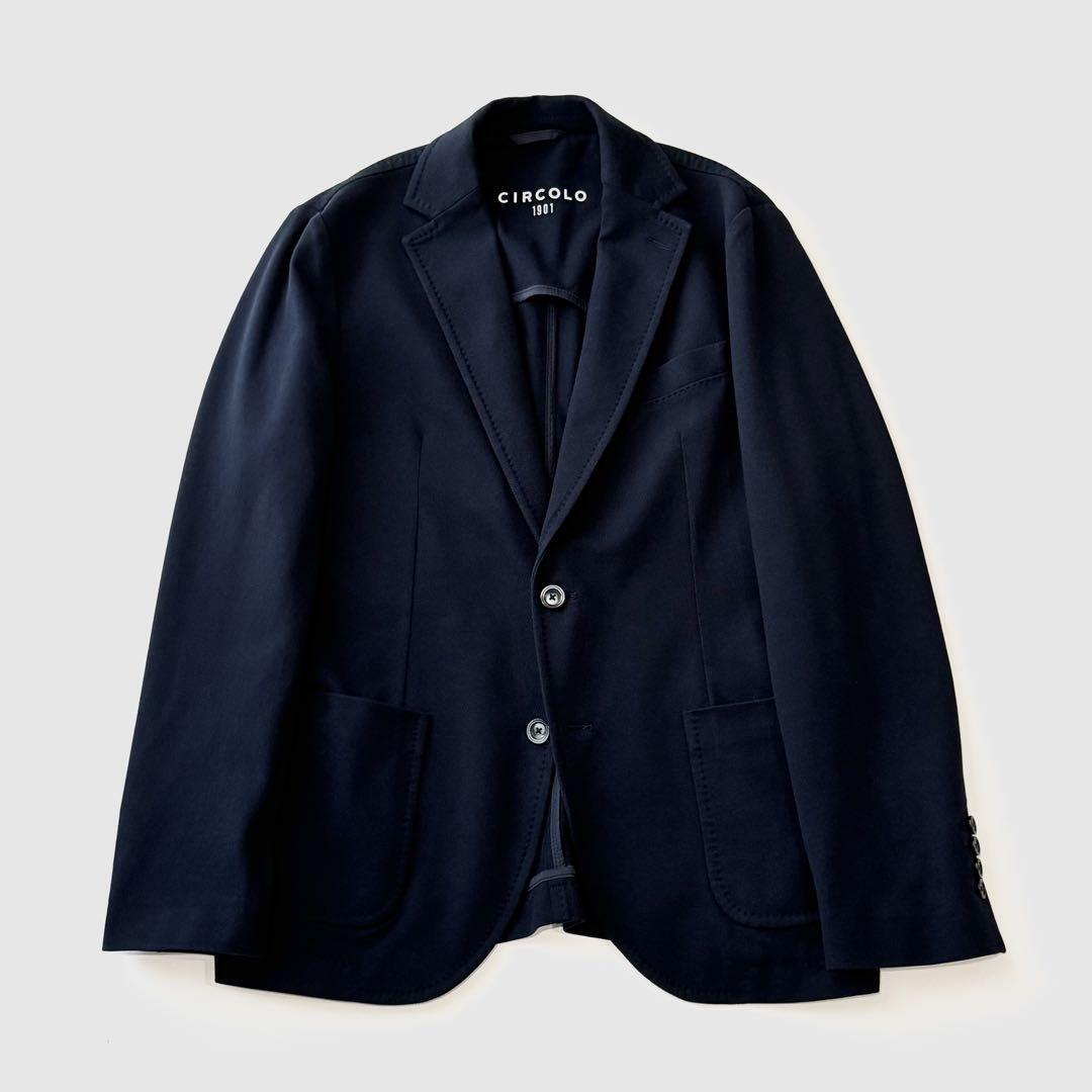 CIRCOLO 1901 チルコロ1901 コットン 鹿の子 ジャージー セットアップ ネイビー 紺 スーツ 上下セット カノコ ジャケット ストレッチ 正規_画像2