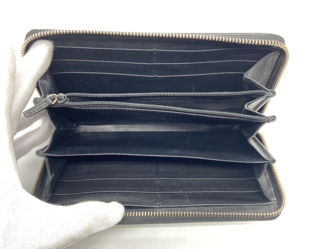 【24176】GUCCI グッチ 308012 グッチシマ インターロッキングG レザー ラウンドファスナー 長財布 ウォレット 札入れ ブラック系_画像5