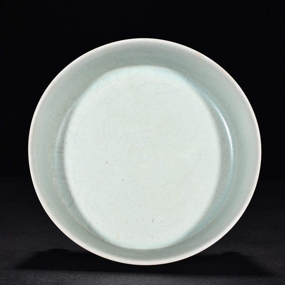 TA361■宋時代 汝窯 天青釉三足水仙盆『 宋徽宗書法草書千字文』珍蔵逸品 古玩 唐物 古陶磁器■_画像4