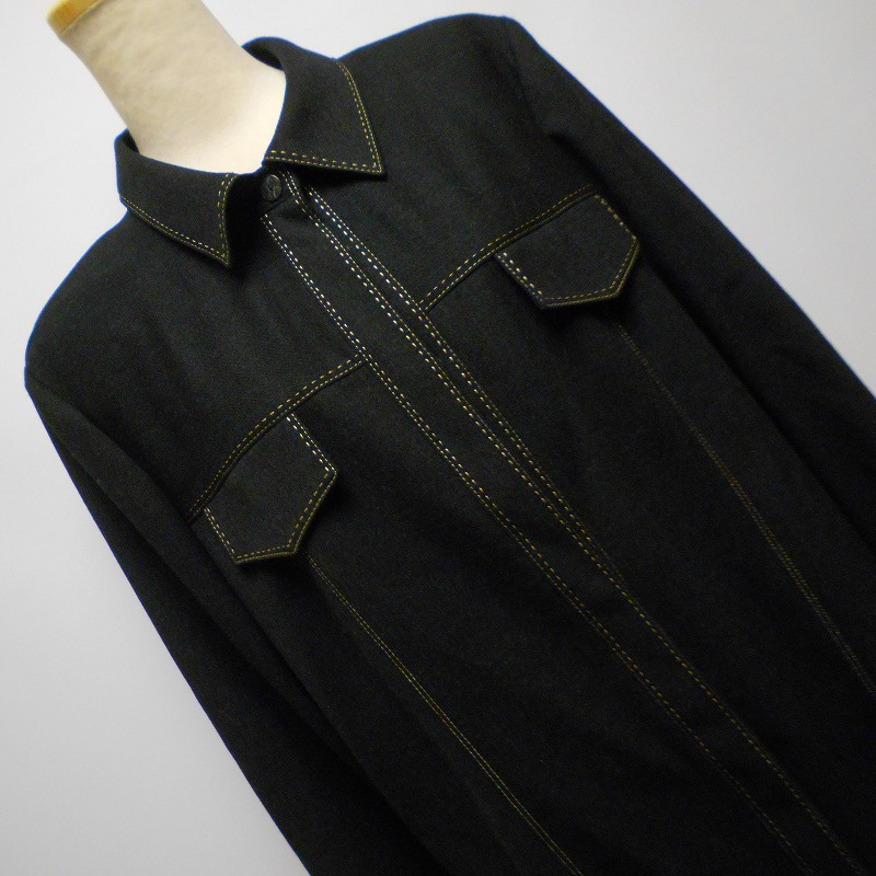 971678 Leilian レリアン 黒系 長袖 シャツ ブラウス １５＋_画像2