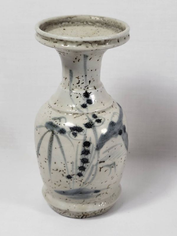 【古伊萬里波佐見焼 磁器「 染付 花文花器」 江戸期　骨董 古玩 古染 時代品（合わせ箱）無疵 補(bǔ)修なし 狀態(tài)良好