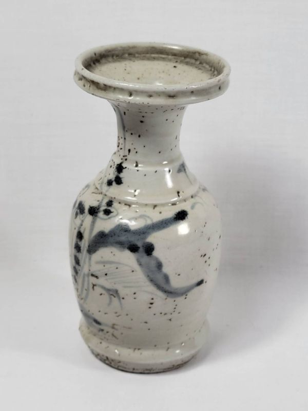 【古伊萬里波佐見焼 磁器「 染付 花文花器」 江戸期　骨董 古玩 古染 時代品（合わせ箱）無疵 補(bǔ)修なし 狀態(tài)良好