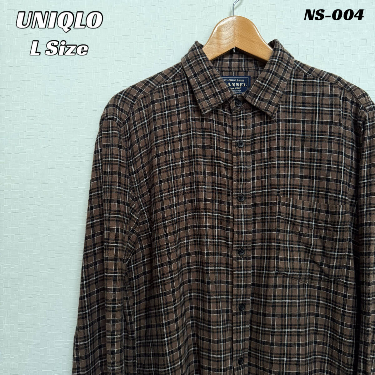 古着 UNIQLO ユニクロ フランネルシャツ Lサイズ ブラウン系 _画像1