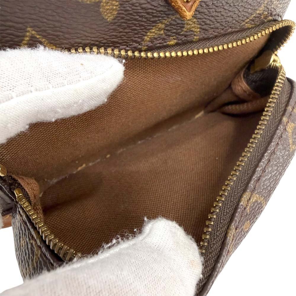 25-3838 ルイヴィトン M51137 ミニモンスリ バックパック リュックサック モノグラム ヌメ革 肩掛け 小さめ レディース 女性用_画像10