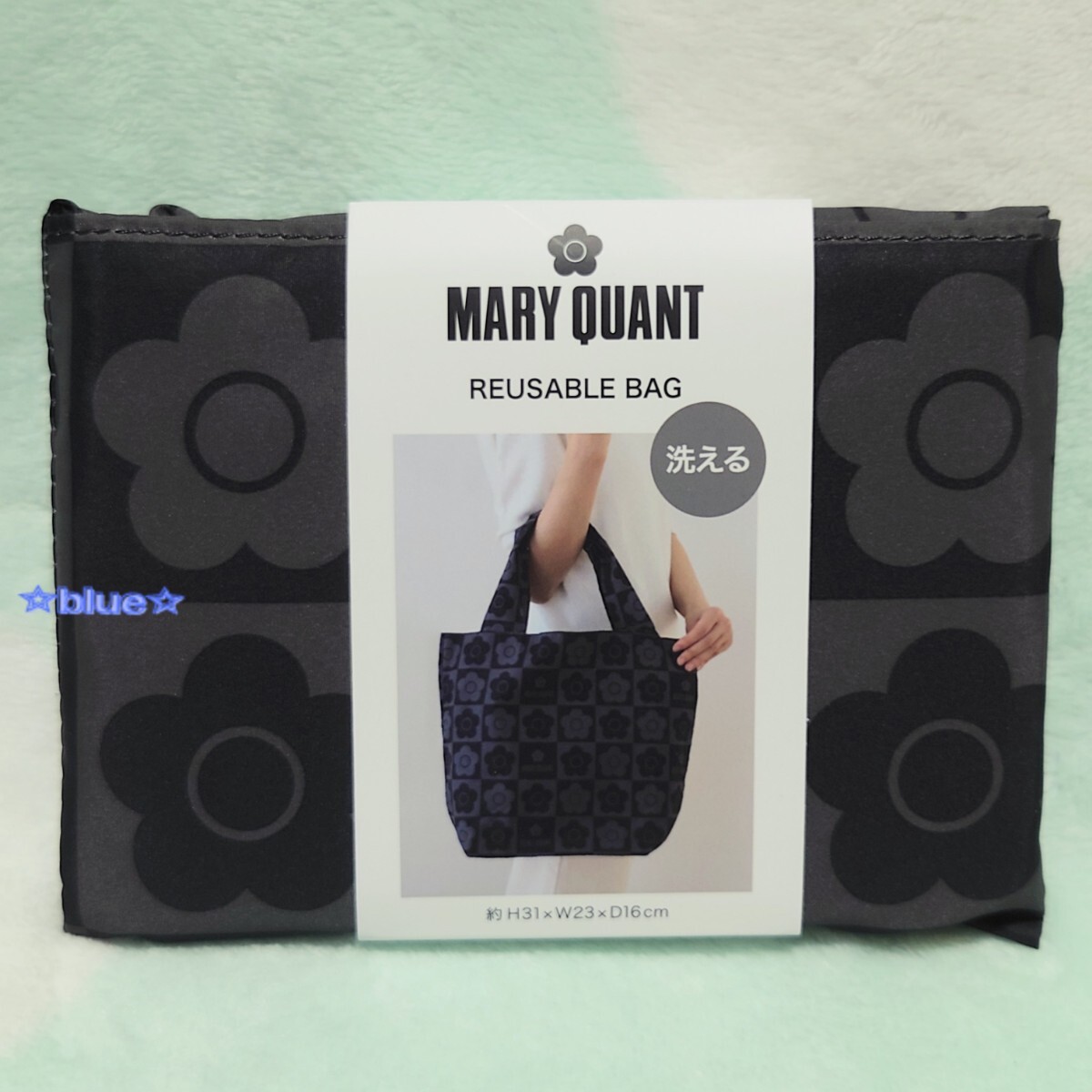 Mary Quant эко-сумка ( большой ) черный ... покупки сумка складной compact мой сумка Мали kwa цветочный принт большая сумка .. рисунок