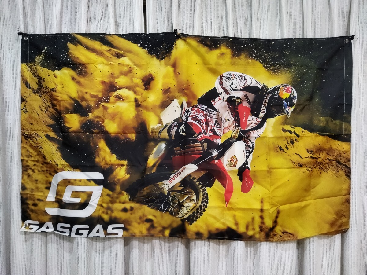 モトクロス エンデューロ フラッグ モーターサイクル GASGAS ガスガス ガレージ 装飾 旗③ 特大フラッグ バナー タペストリーオフロード_画像1