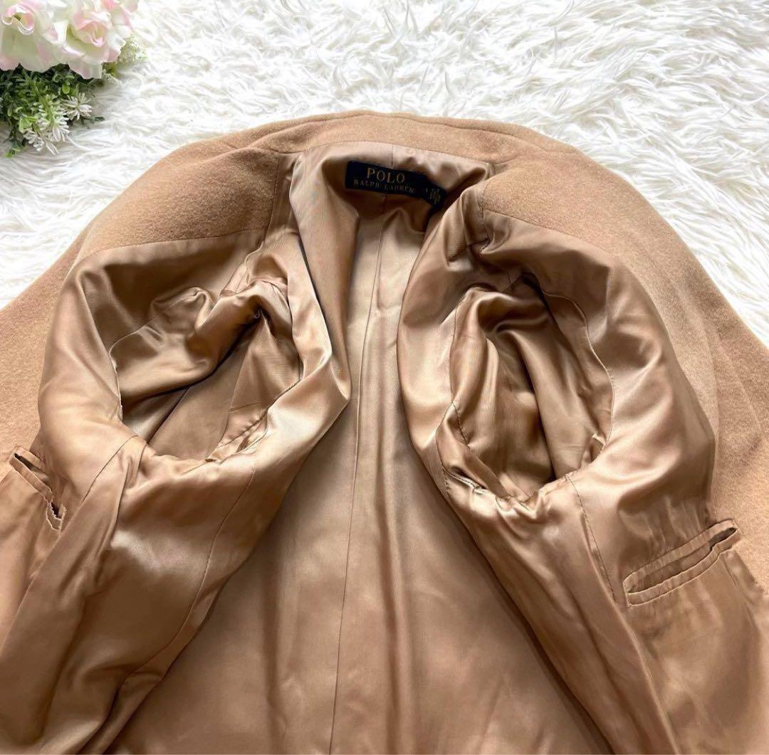 カシミヤ Polo Ralph Lauren ポロラルフローレン ロングコート キャメル ブラウン 高級感 M相当 ウール 長袖 フォーマル セレモニー_画像8