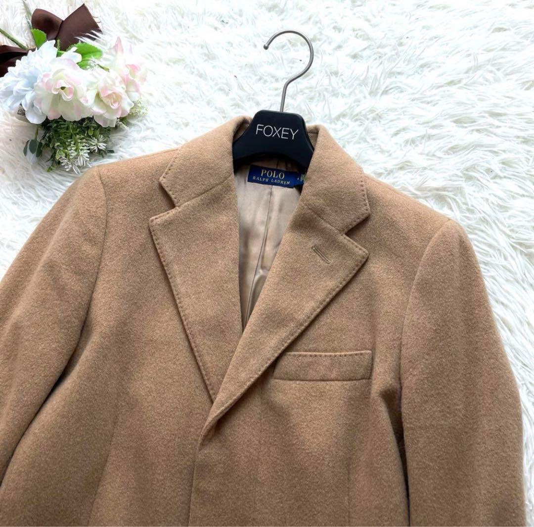 カシミヤ Polo Ralph Lauren ポロラルフローレン ロングコート キャメル ブラウン 高級感 M相当 ウール 長袖 フォーマル セレモニー_画像2
