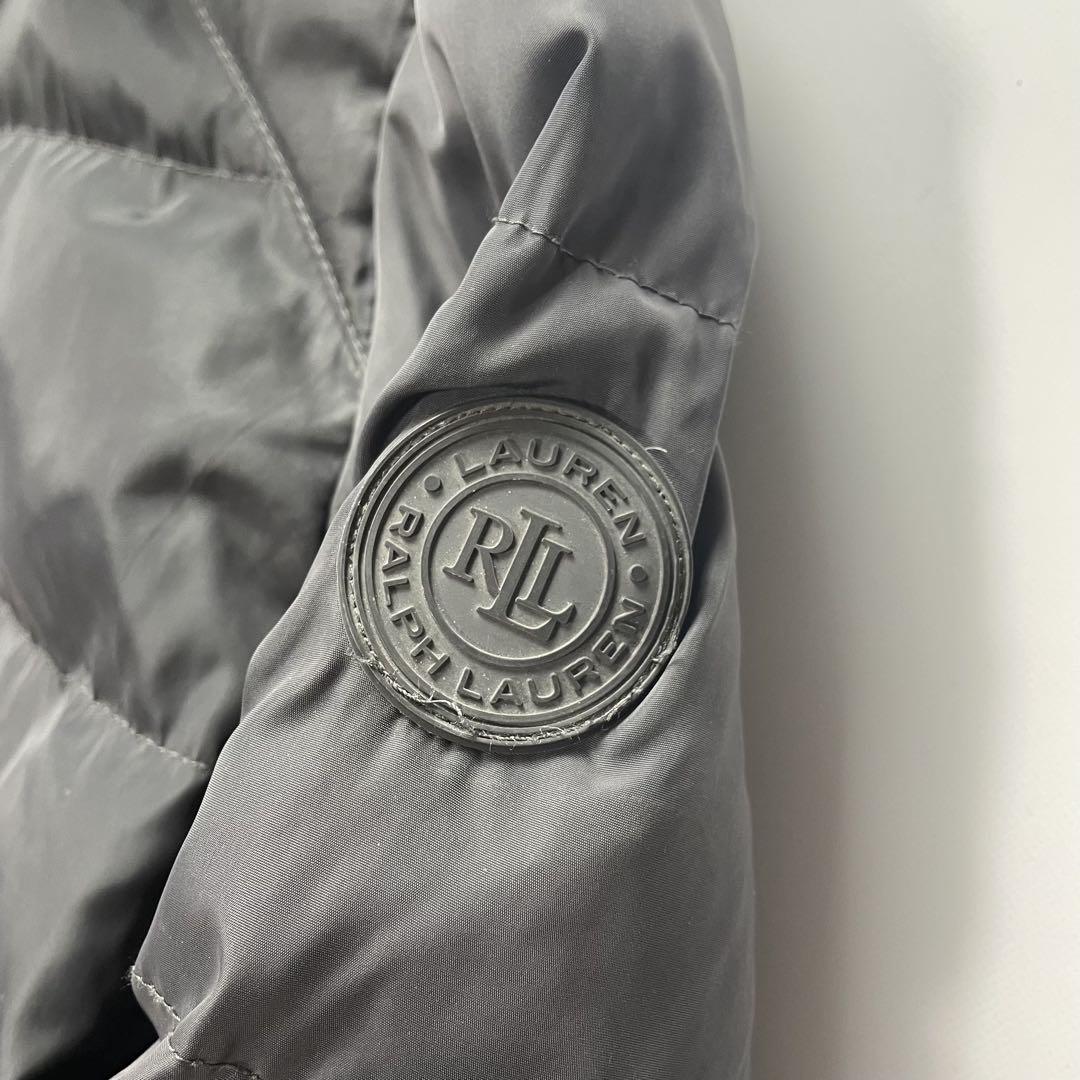 高級感 Lauren Ralph Lauren ラルフローレン ダウンコート ベルト 大きいサイズ ファー Aライン グレー Aライン 美シルエット M ワッペン_画像5