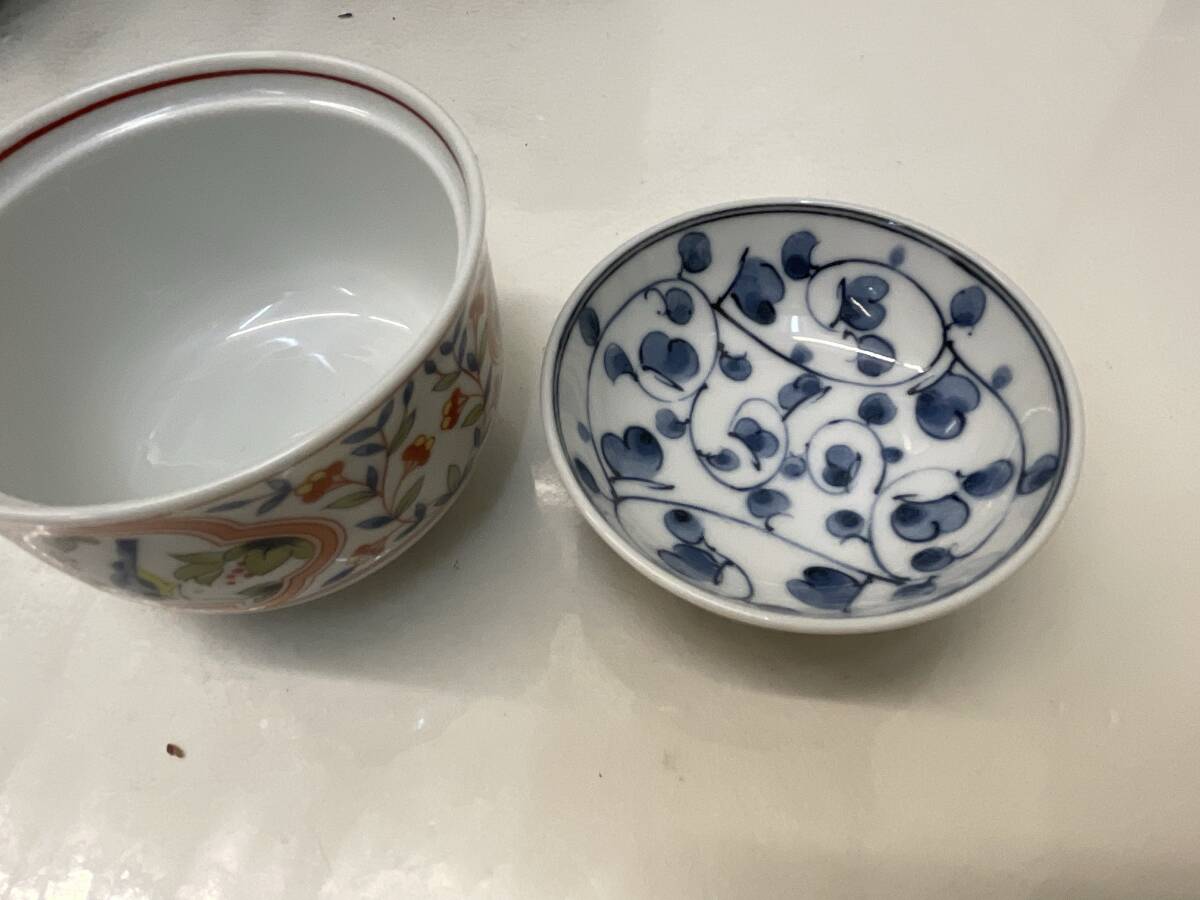 【O-2-R87】   古伊万里 小鉢揃 蓋付き 茶碗蒸し 未使用 その2_画像4