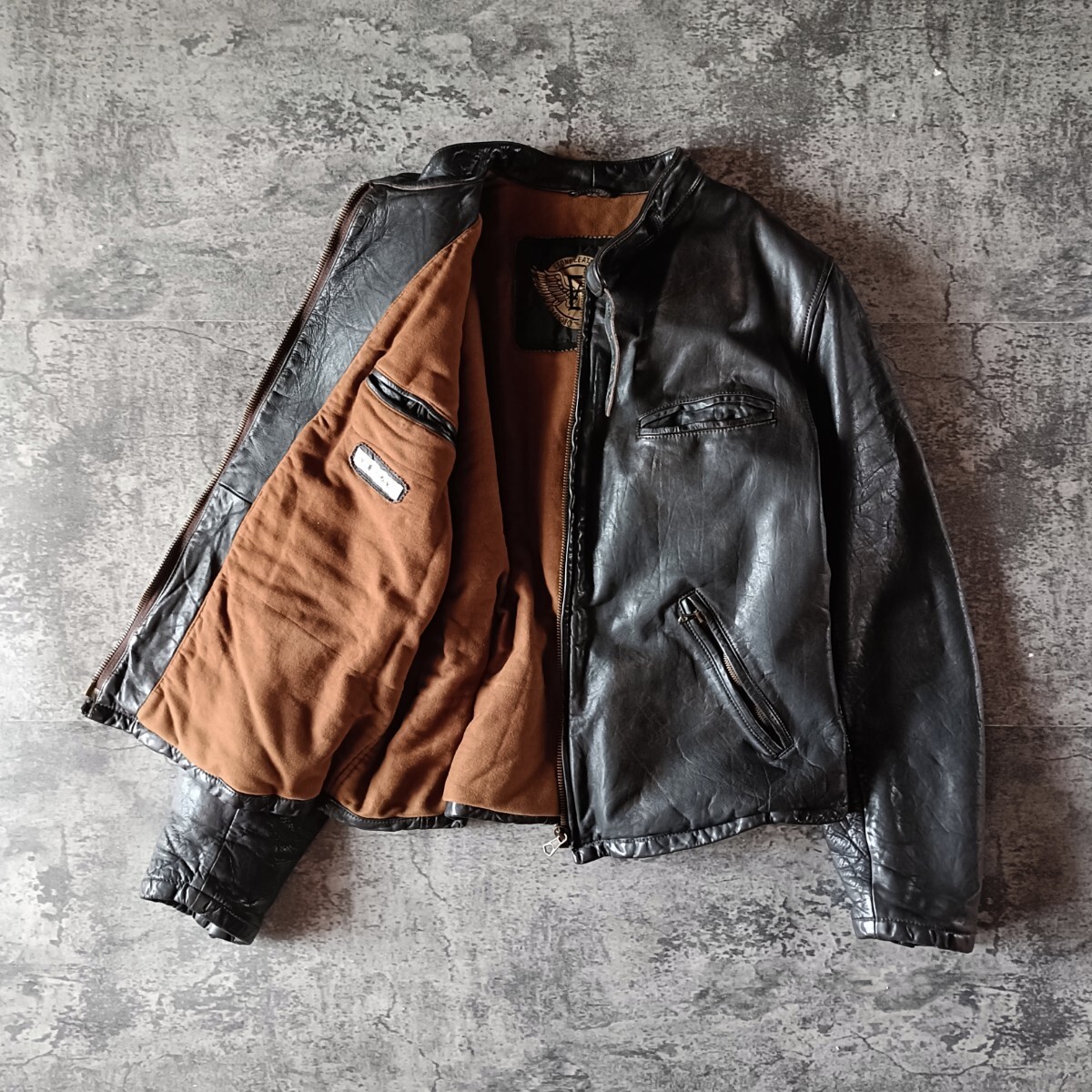 古着 90s emporio armani エンポリオアルマーニ レザージャケット ライダースジャケット シングルライダース アーカイブ _画像3