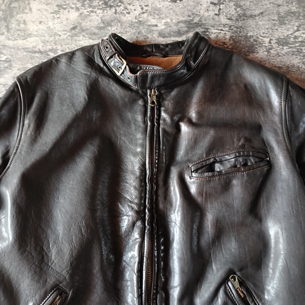 古着 90s emporio armani エンポリオアルマーニ レザージャケット ライダースジャケット シングルライダース アーカイブ _画像4