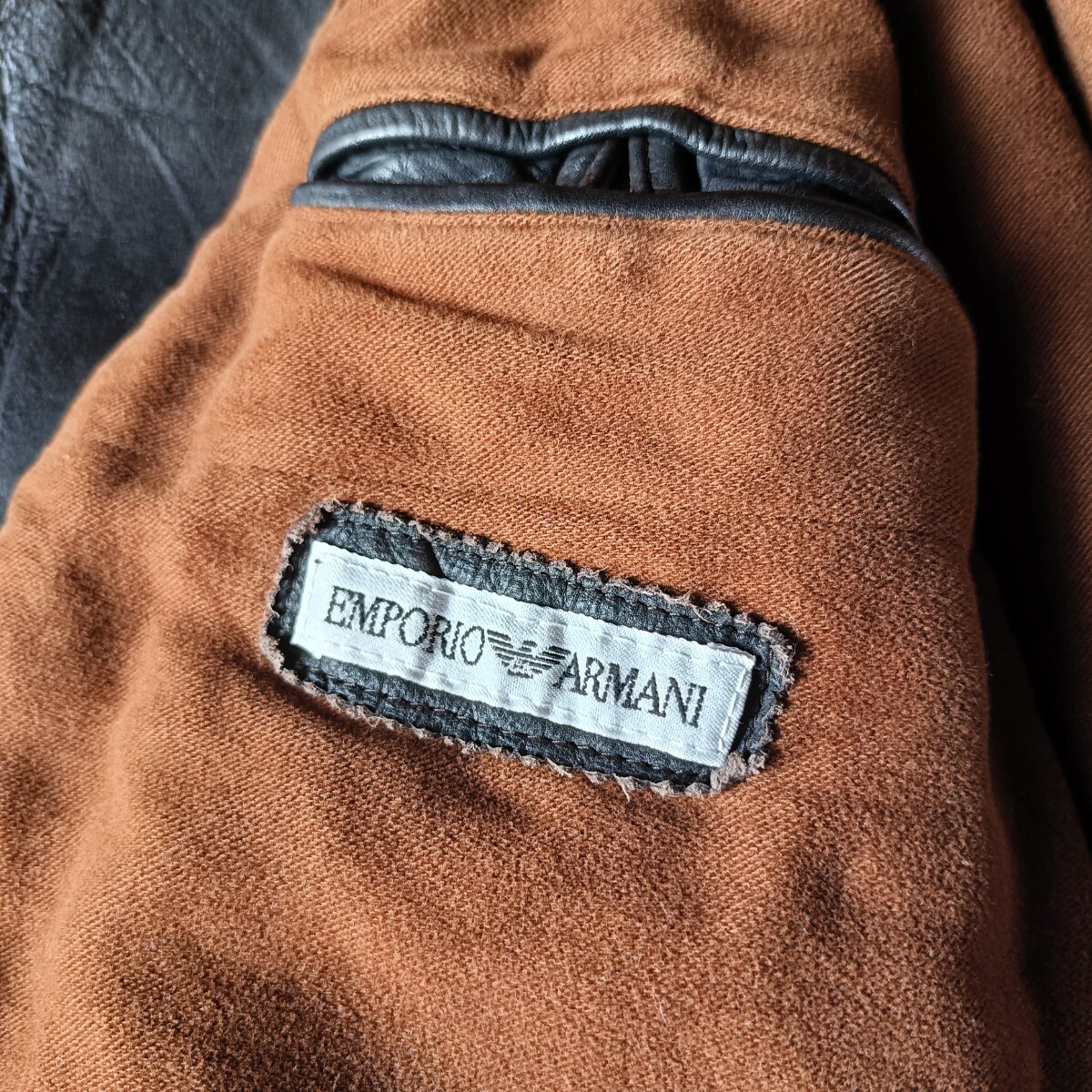 古着 90s emporio armani エンポリオアルマーニ レザージャケット ライダースジャケット シングルライダース アーカイブ _画像9