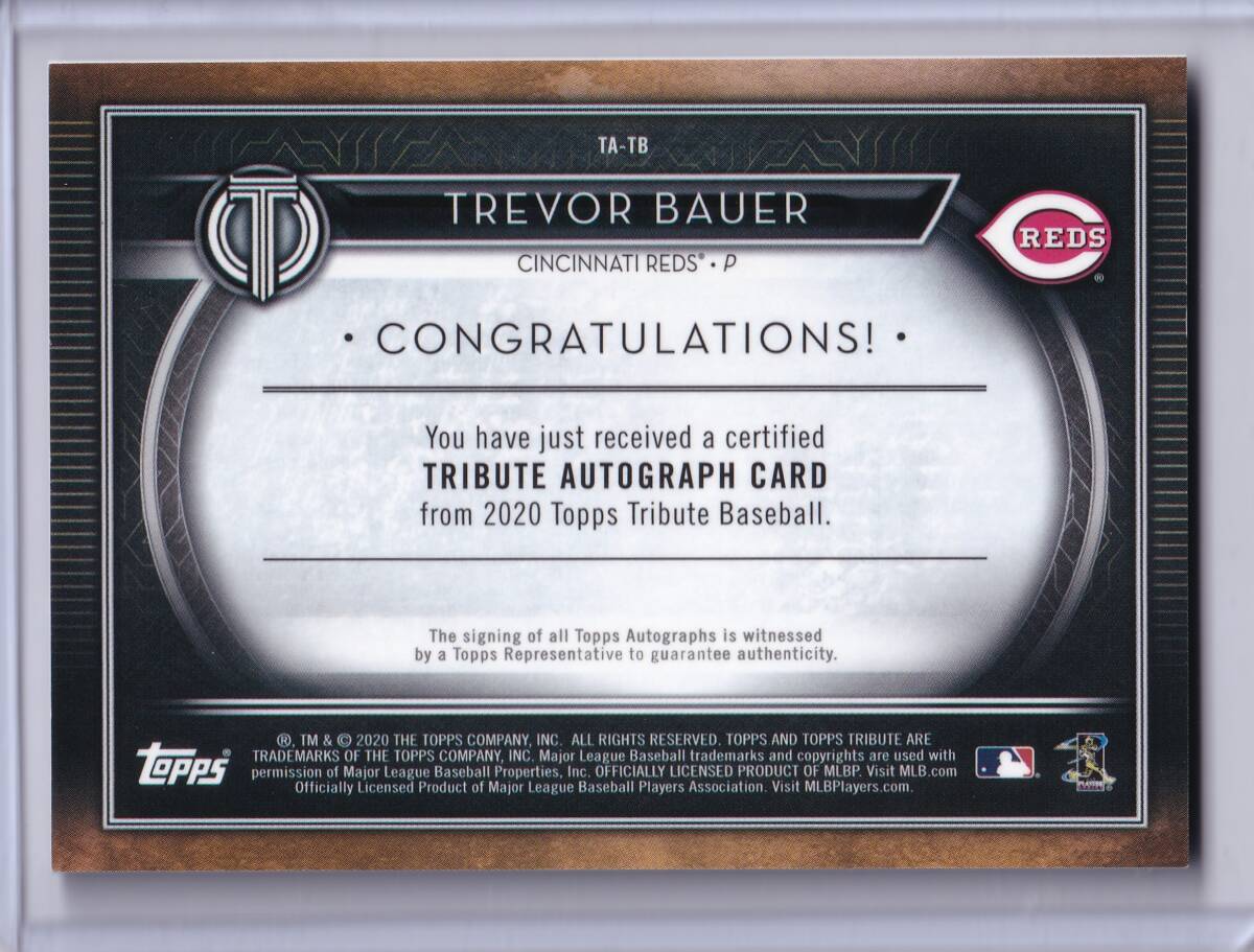TREVOR BAUER автограф автограф карта 99 листов ограничение 2020 TOPPS TRIBUTE AUTOGRAPH CARD /to рычаг * Bauer / Yokohama / прямой документ .AUTO