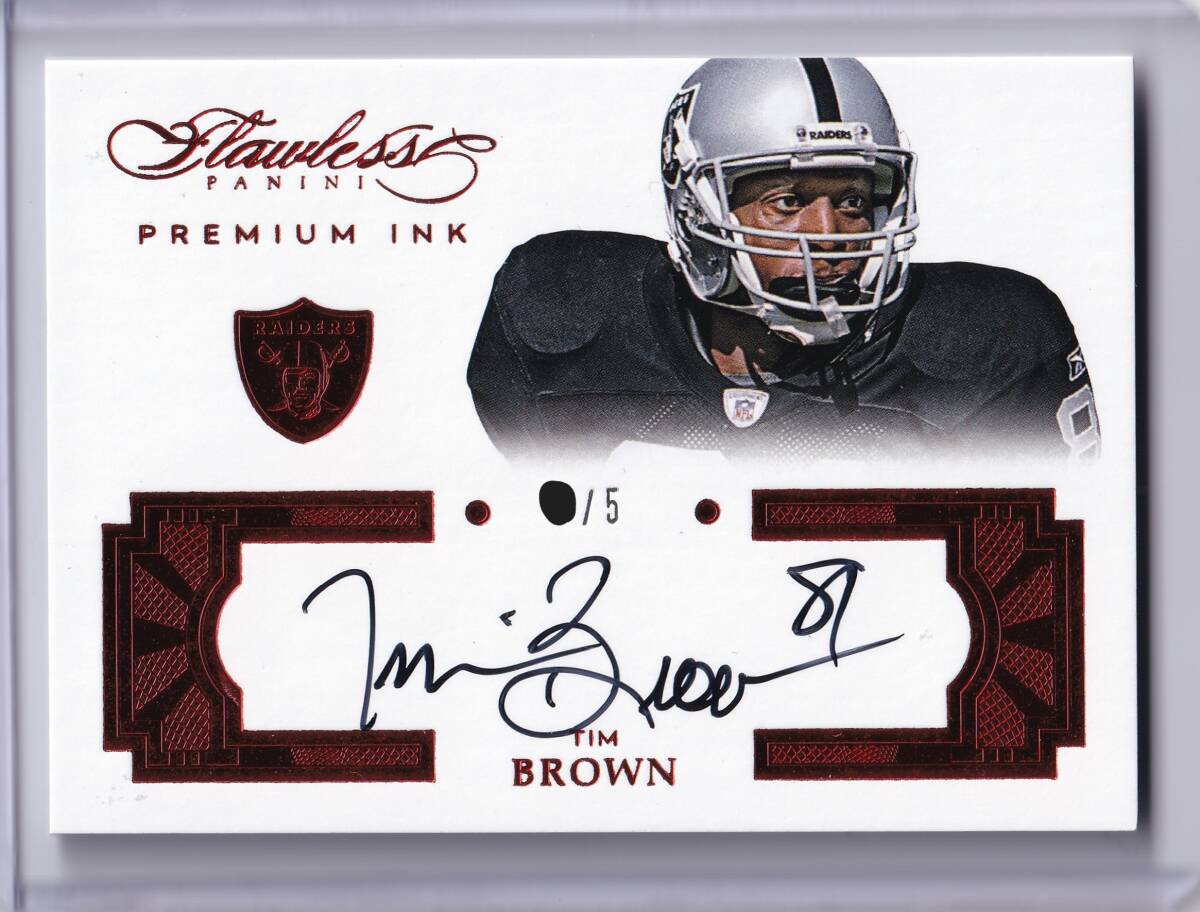 TIM BROWN автограф автограф карта 5 листов ограничение 2016 PANINI FLAWLESS FOOTBALL PREMIUM INK AUTOGRAPH CARD /tim* Brown / NFL