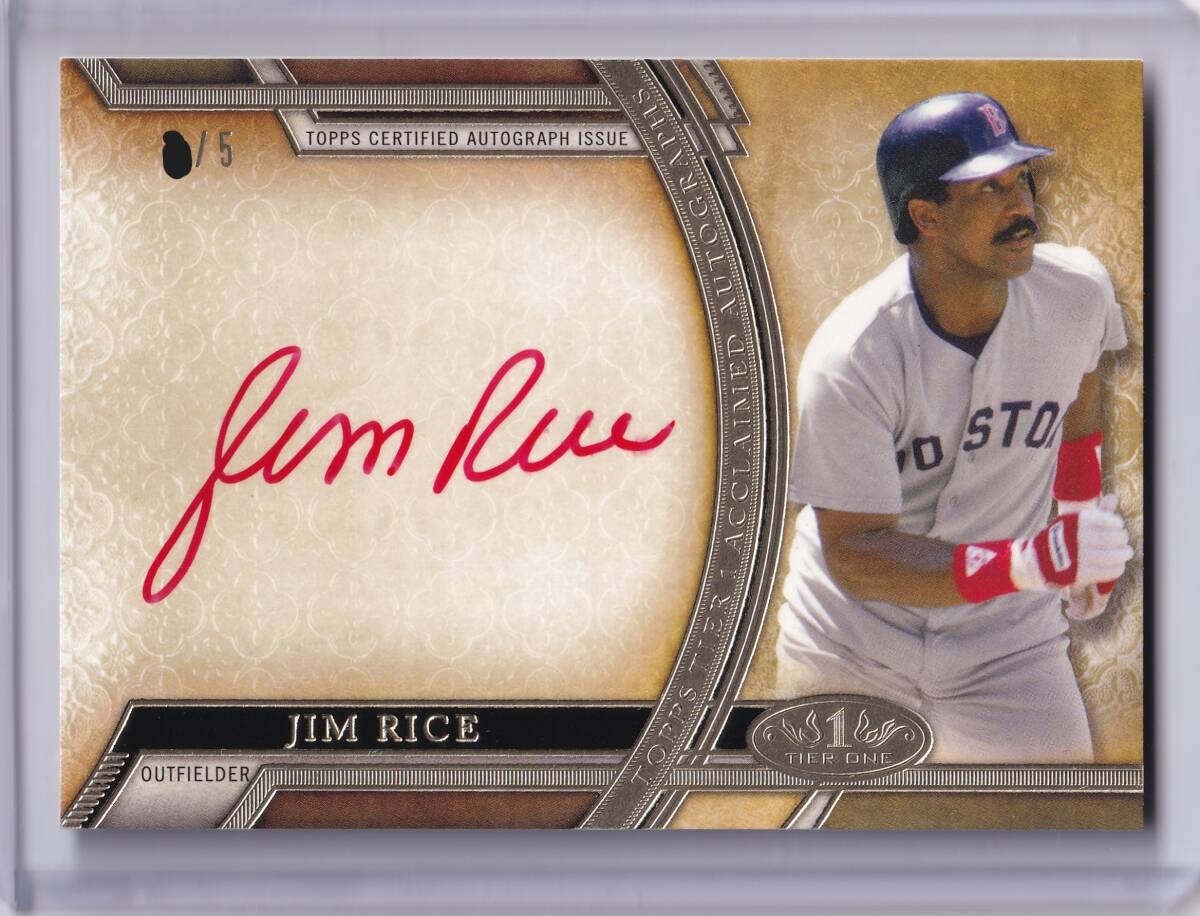 [5 листов ограничение ]JIM RICE автограф автограф карта 2015 TOPPS TIER ONE AUTOGRAPH CARD RED INK / Jim * рис / прямой документ .AUTO / красный носки 