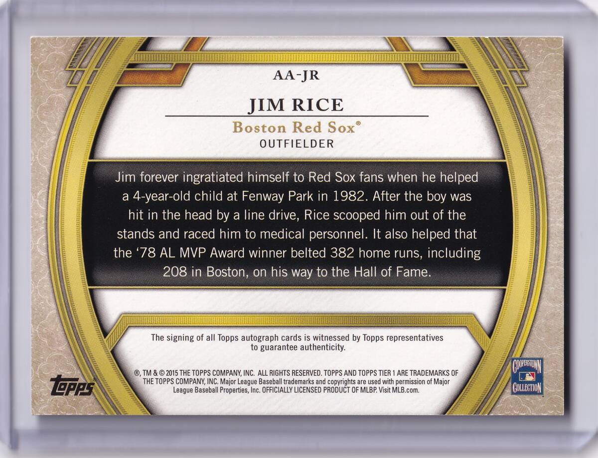 [5 листов ограничение ]JIM RICE автограф автограф карта 2015 TOPPS TIER ONE AUTOGRAPH CARD RED INK / Jim * рис / прямой документ .AUTO / красный носки 