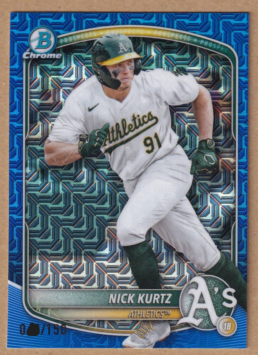 NICK KURTZ 150 листов ограничение 2025 TOPPS BOWMAN CHROME PROSPECT #114 BLUE MOJO REFRACTOR /nik* Kaaz /a потертость шик s/ новый человек ...