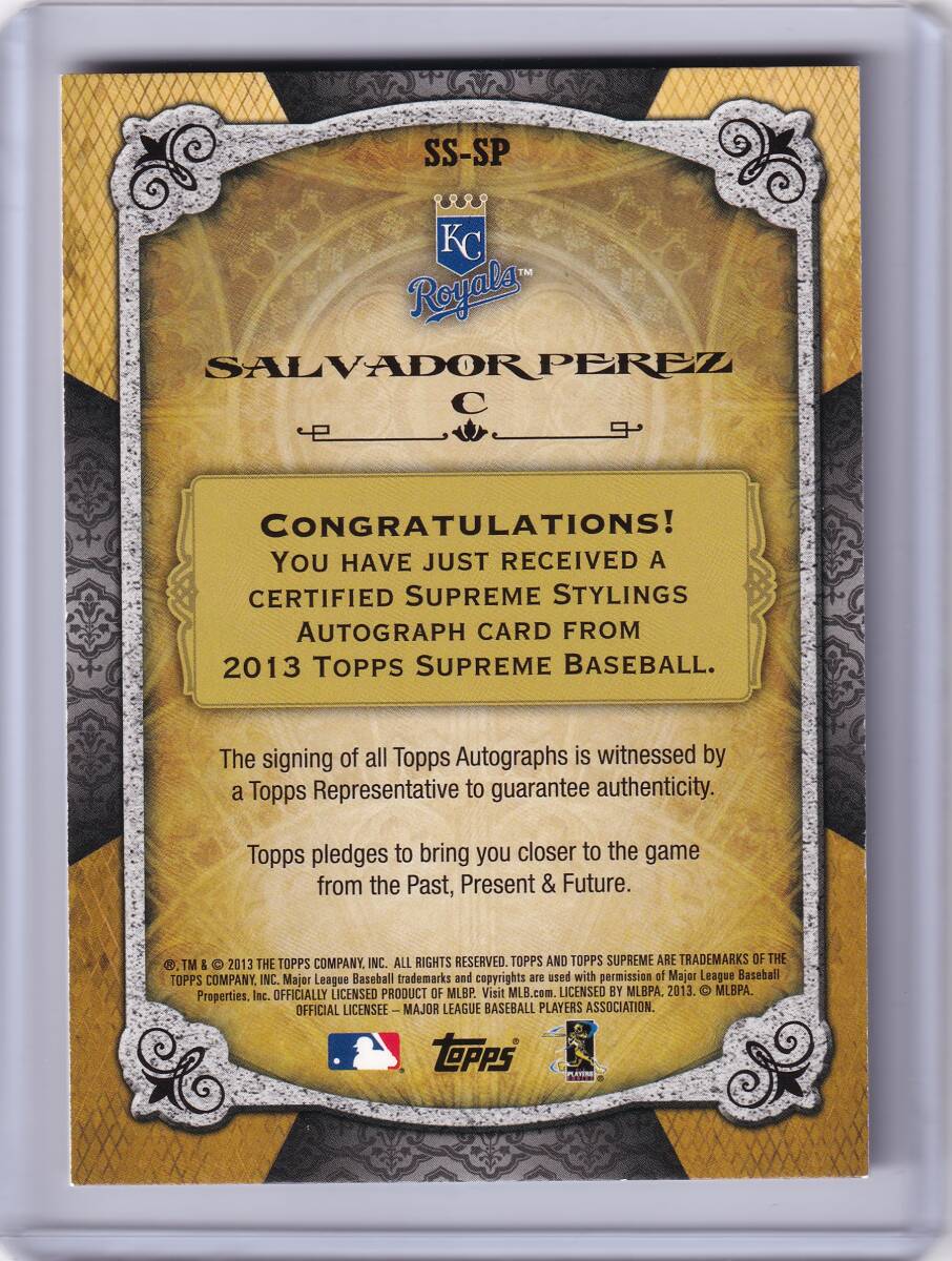 SALVADOR PEREZ автограф автограф карта 20 листов ограничение 2013 TOPPS SUPREME STYLINGS AUTOGRAPH CARD / обезьяна ba кукла * Perez / AUTO