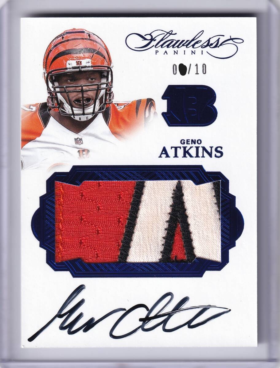 GENO ATKINS 10 листов ограничение 2016 PANINI FLAWLESS FOOTBALL AUTOGRAPH PATCH RELIC CARD / AUTO / Gino * следы gold s/ NFL