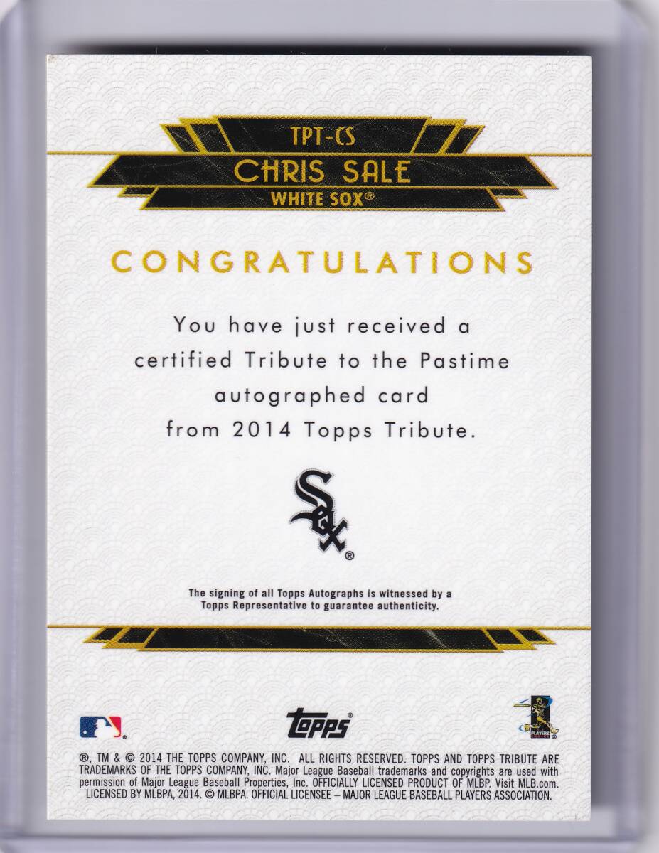 CHRIS SALE автограф автограф карта 30 листов ограничение 2014 TOPPS TRIBUTE AUTOGRAPHED CARD / Chris * распродажа / прямой документ .AUTO