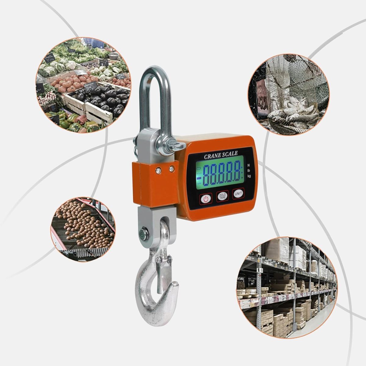 【送料無料】STEELMIGHT LCDデジタル表示クレーンスケール 0.05-500kg ポータブル 産業用 アルミニウム合金製 高精度 単位切替機能付き_画像3