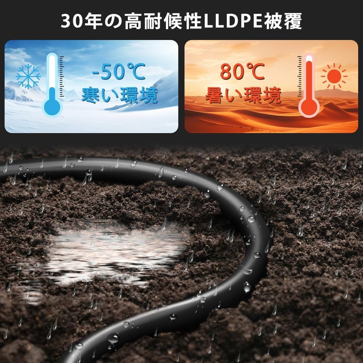 LANケーブル 50m 屋外用 ランケーブル PoE対応 Ankuly CAT6準拠 50m コネクタ付き カテゴリ6 業務用(ブラック)_画像4