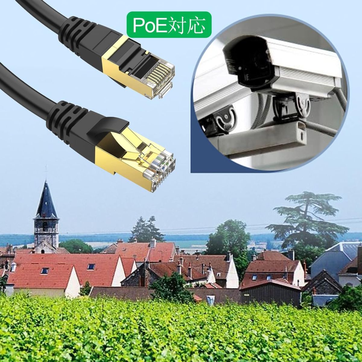 LANケーブル 50m 屋外用 ランケーブル PoE対応 Ankuly CAT6準拠 50m コネクタ付き カテゴリ6 業務用(ブラック)_画像7