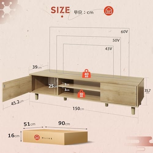 【送料無料】WLIVE テレビ台 扉付き テレビボード ローボード 幅150cm tv台 ロータイプ tv台 収納 大容量 tv_画像4