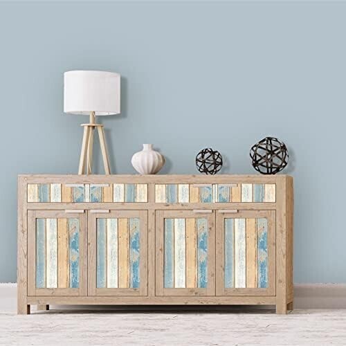 ☆新品☆Homya 壁紙シール 45cmｘ10m 木目 リメイクシート はがせる壁紙 接着剤不要 DIYシート 防水 防カビ ウォールステッカー 地中海風_画像4