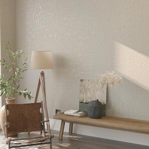 ☆新品☆VEELIKE 織物調 壁紙シール ふすま紙 クリーム色 表面ザラザラ リネン柄 壁紙 シールタイプ ふすまに貼れる壁紙_画像2