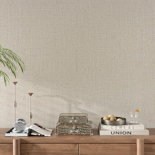 ☆新品☆VEELIKE 織物調 壁紙シール ふすま紙 クリーム色 表面ザラザラ リネン柄 壁紙 シールタイプ ふすまに貼れる壁紙_画像3