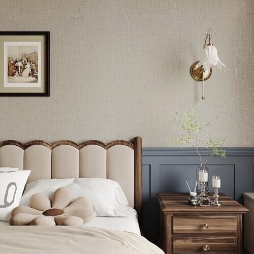 ☆新品☆VEELIKE 織物調 壁紙シール ふすま紙 クリーム色 表面ザラザラ リネン柄 壁紙 シールタイプ ふすまに貼れる壁紙_画像5