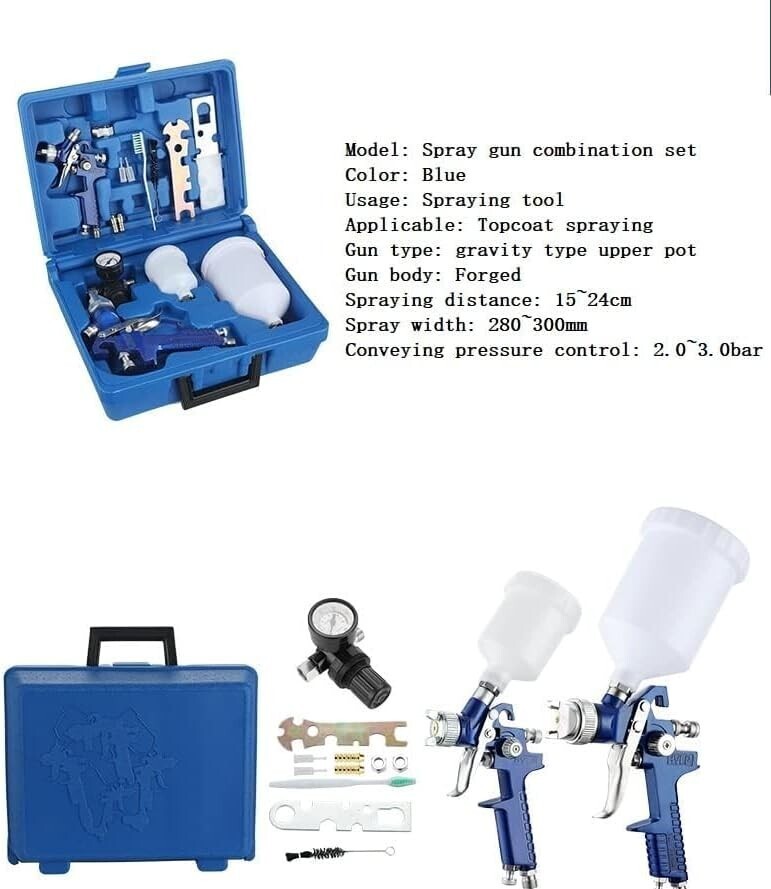 ☆新品☆YWHWLX 塗装 スプレーガン 重力式 エアースプレーガン HVLP 重力式 ペイントスプレーセット ノズル0.8mm/_画像2