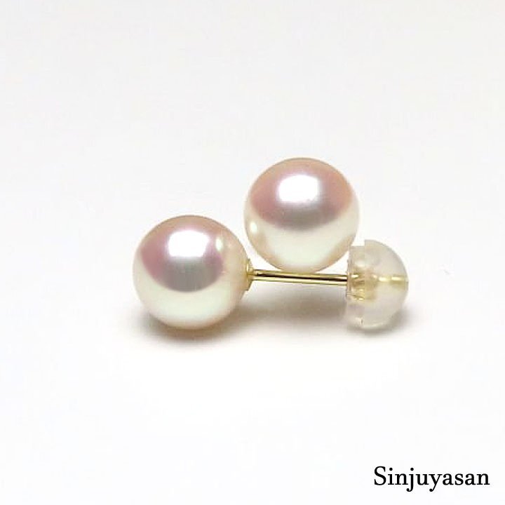 真珠屋さん 冠婚祝祭に【花珠級 ホワイトピンク】最高の色！7.3mm アコヤ本真珠 K18ピアス 伊勢志摩産特選パール 18金 新品_画像2