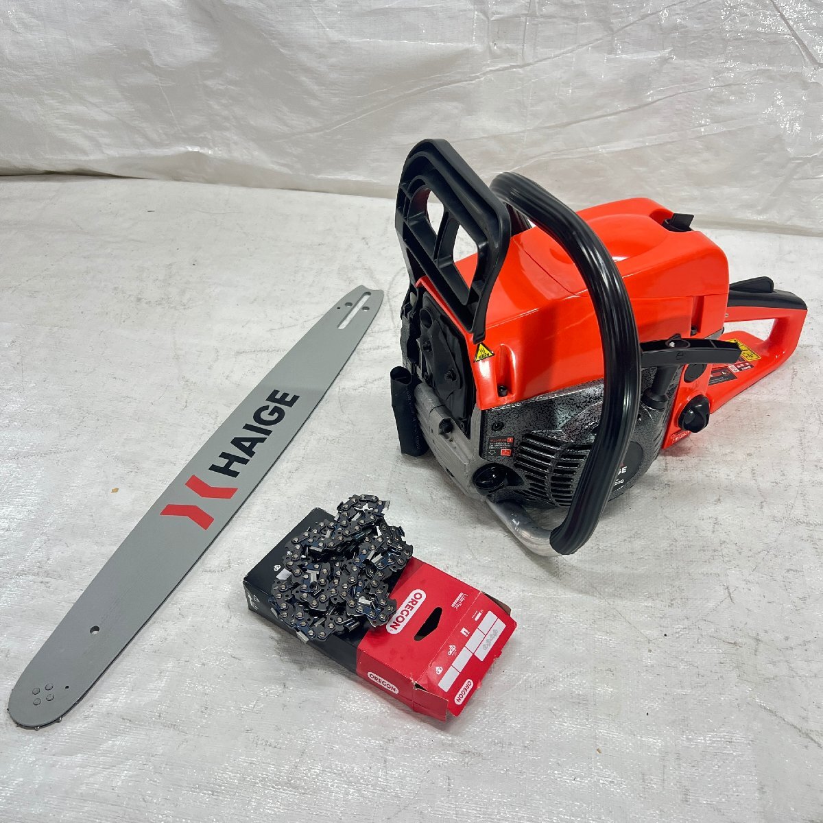 【未使用品】【展示品】 チェーンソー 20インチ エンジン式 52cc 2サイクル 3馬力 オレゴン製 ソーチェーン HG-K5200 【700-3】_画像1