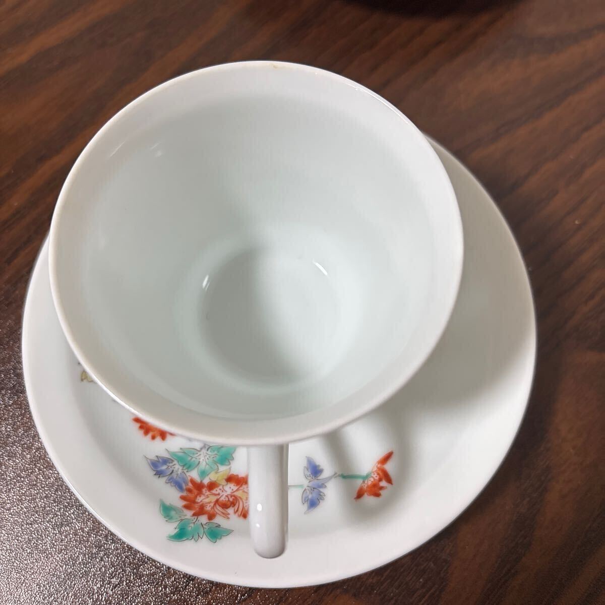 Arita . 10 три плата sake . рисовое поле хурма правый .. фарфор somenishiki .. документ ... cup & блюдце 2 покупатель