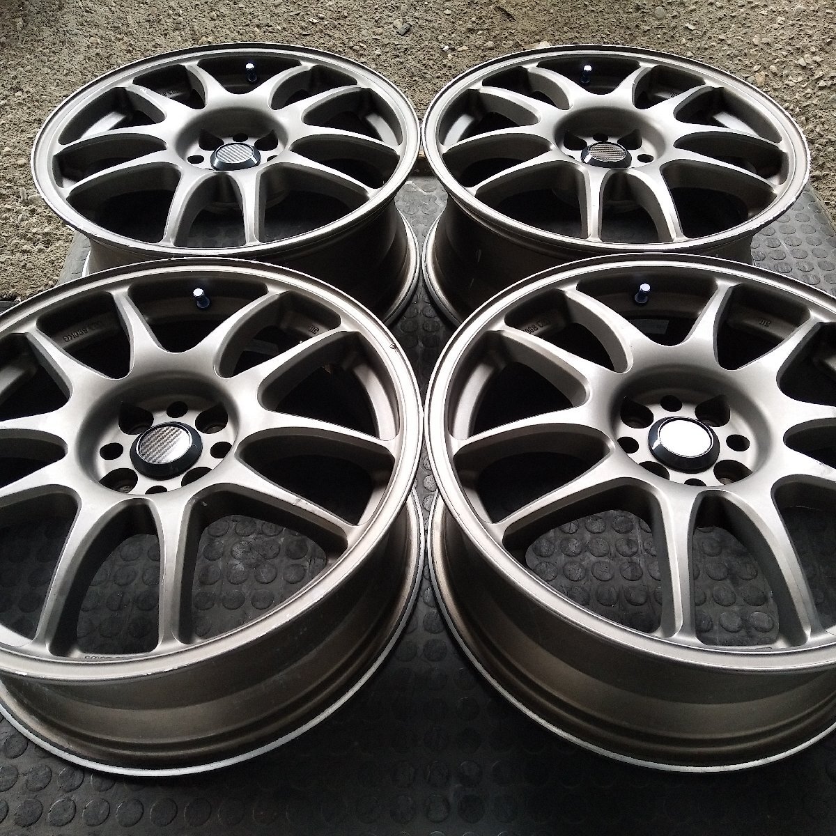 T10-97【4本価格】【17×7J 4x100 ET+32 ハブ60】WORK・ロードスター等・店頭引取可能・適格請求書発行可能★中古品_画像2