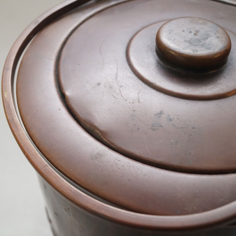 【真作】銅製 金誠堂製 水次 口蓋付 458g 薬缶 茶道具 水差 水注 茶器 急須 湯沸し-818_画像9