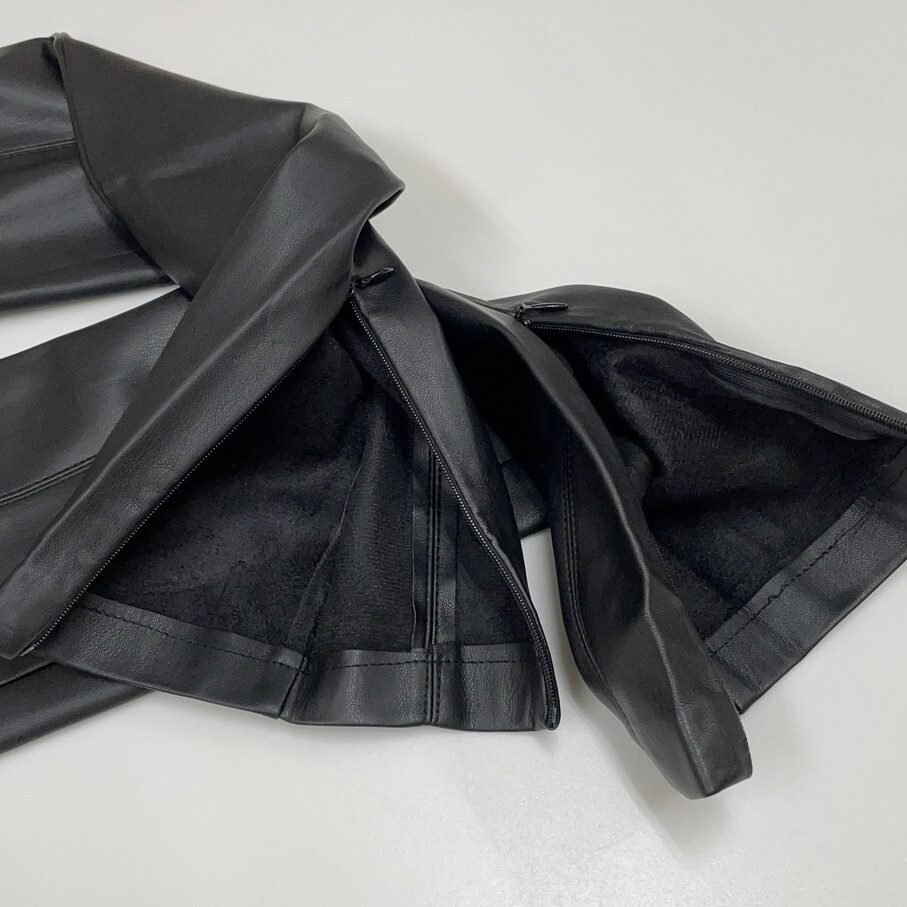 ZARA /XS/ ブラック フェイクレザーレギンスパンツ レディース ホワイトロゴタグ カジュアル ボトム 通勤 オートバイ バイク デイリー ザラ_画像3